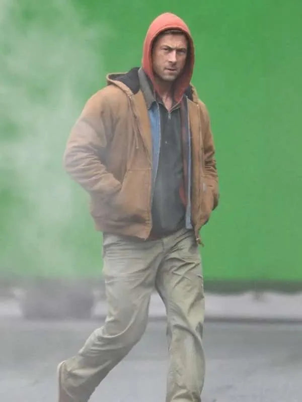 Glen Powell The Running Man 2025 Brown Jacket