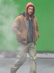Glen Powell The Running Man 2025 Brown Jacket