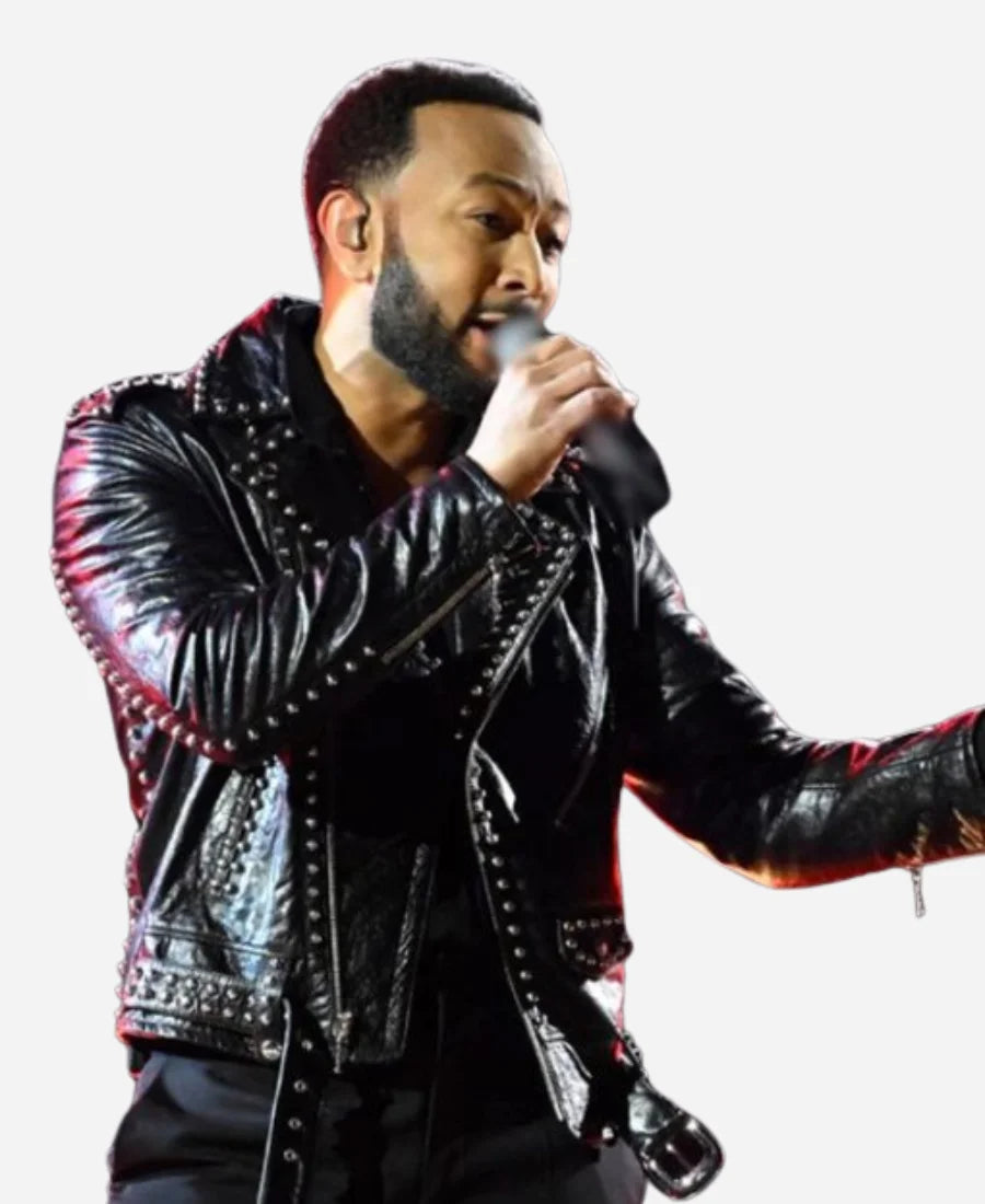 The Voice S25 john legend Finale Studded Leather Jacket