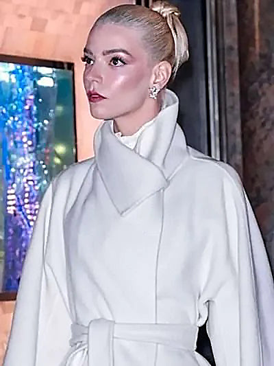 Anya Taylor Joy NYC 2025 White Trench Coat
