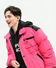 Timothée Chalamet Pink Puffer Jacket