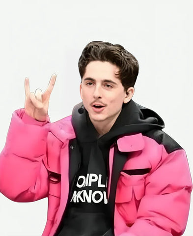 Timothée Chalamet Pink Puffer Jacket