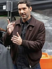 CIA Tom Ellis Brown Wool Bomber Jacket