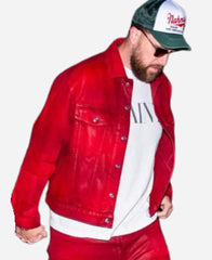 Travis Kelce NYC Date Red Jacket