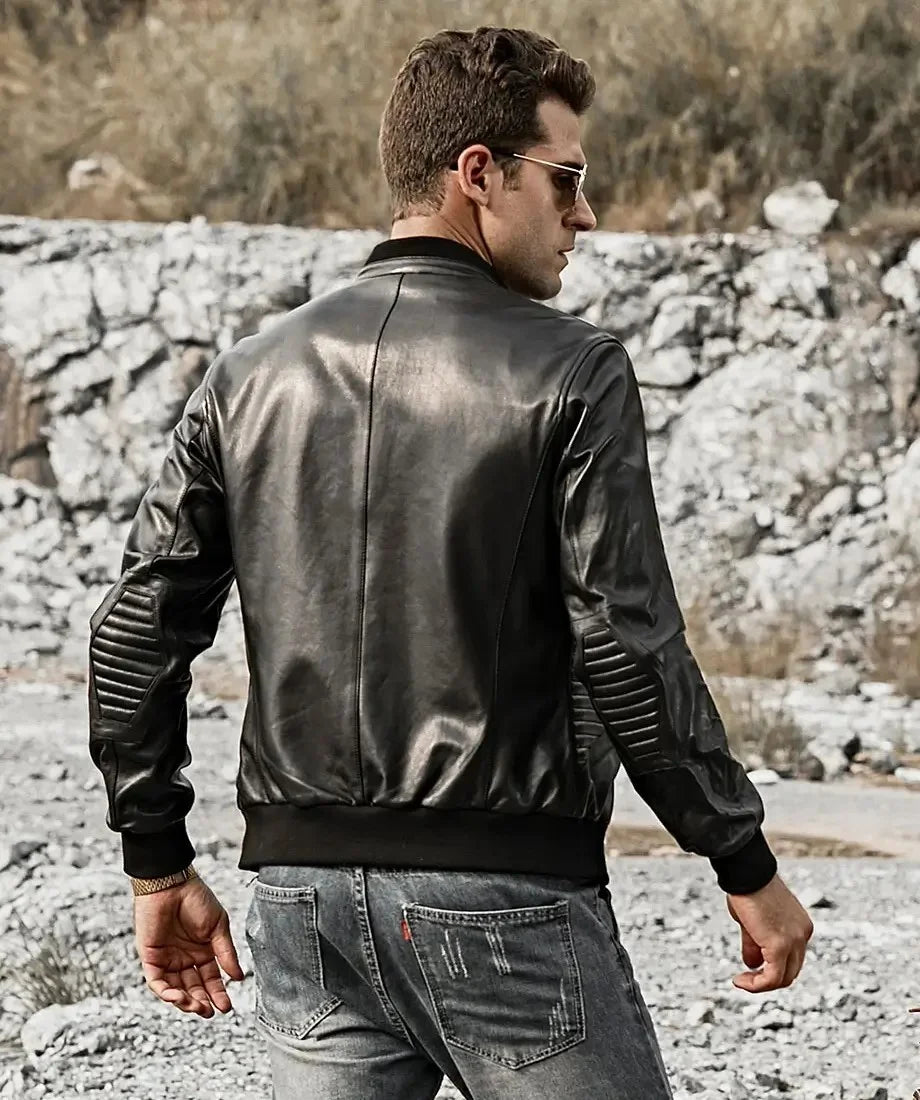 Tucson Black Quilted Leather Jacket | Genuine lambskin leather jacket