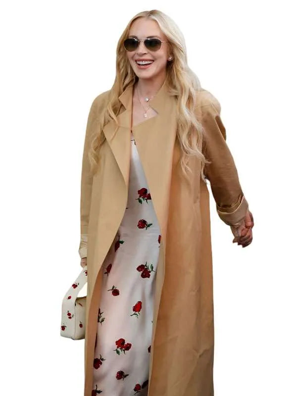 Lindsay Lohan US Open Tennis 2026 Beige Coat
