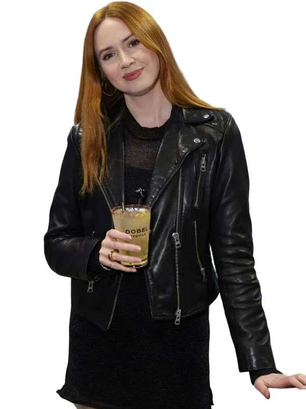 US Open Tennis 2026 Karen Gillan Black Leather Jacket
