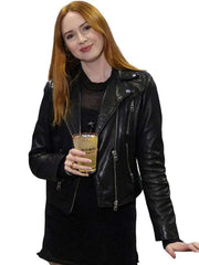 US Open Tennis 2026 Karen Gillan Black Leather Jacket

