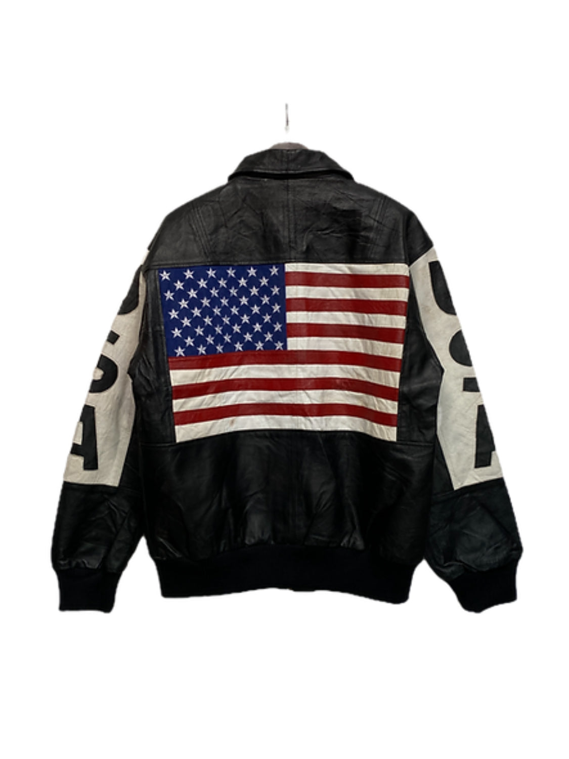 American Flag Bomber Jacket | USA Vintage Black Jacket