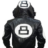 Unisex Black Varsity Style Leather Bomber 8 Ball Jacket