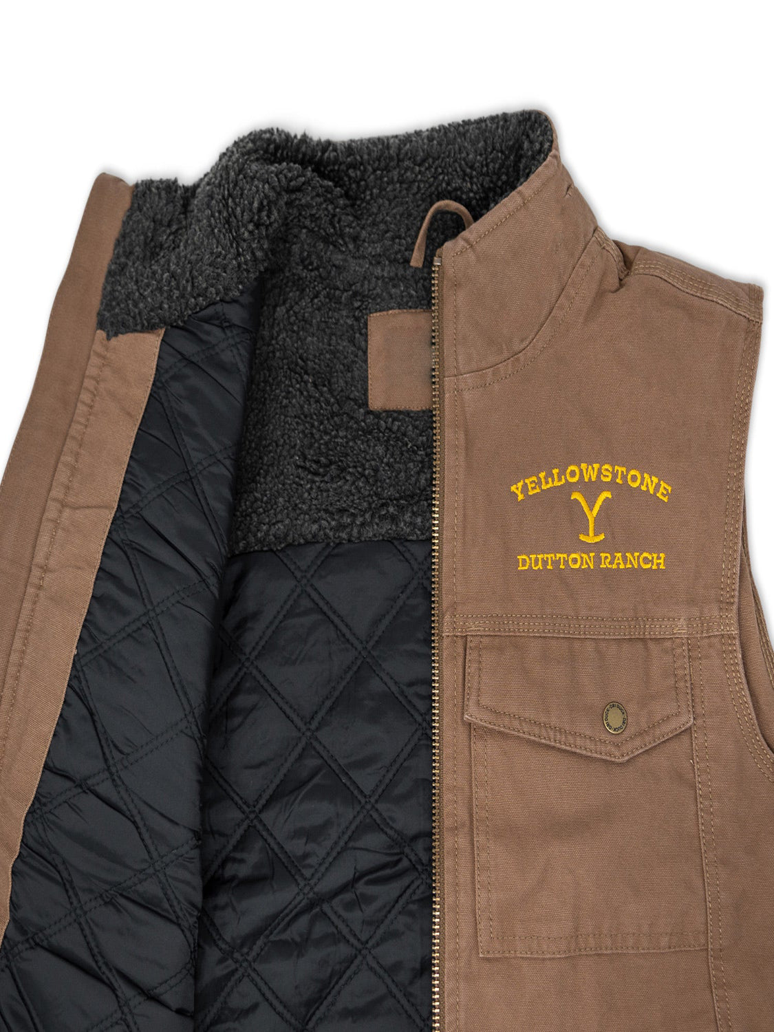 John Dutton Yellowstone Vest | Ranch Logo Tan Brown Cotton Vest