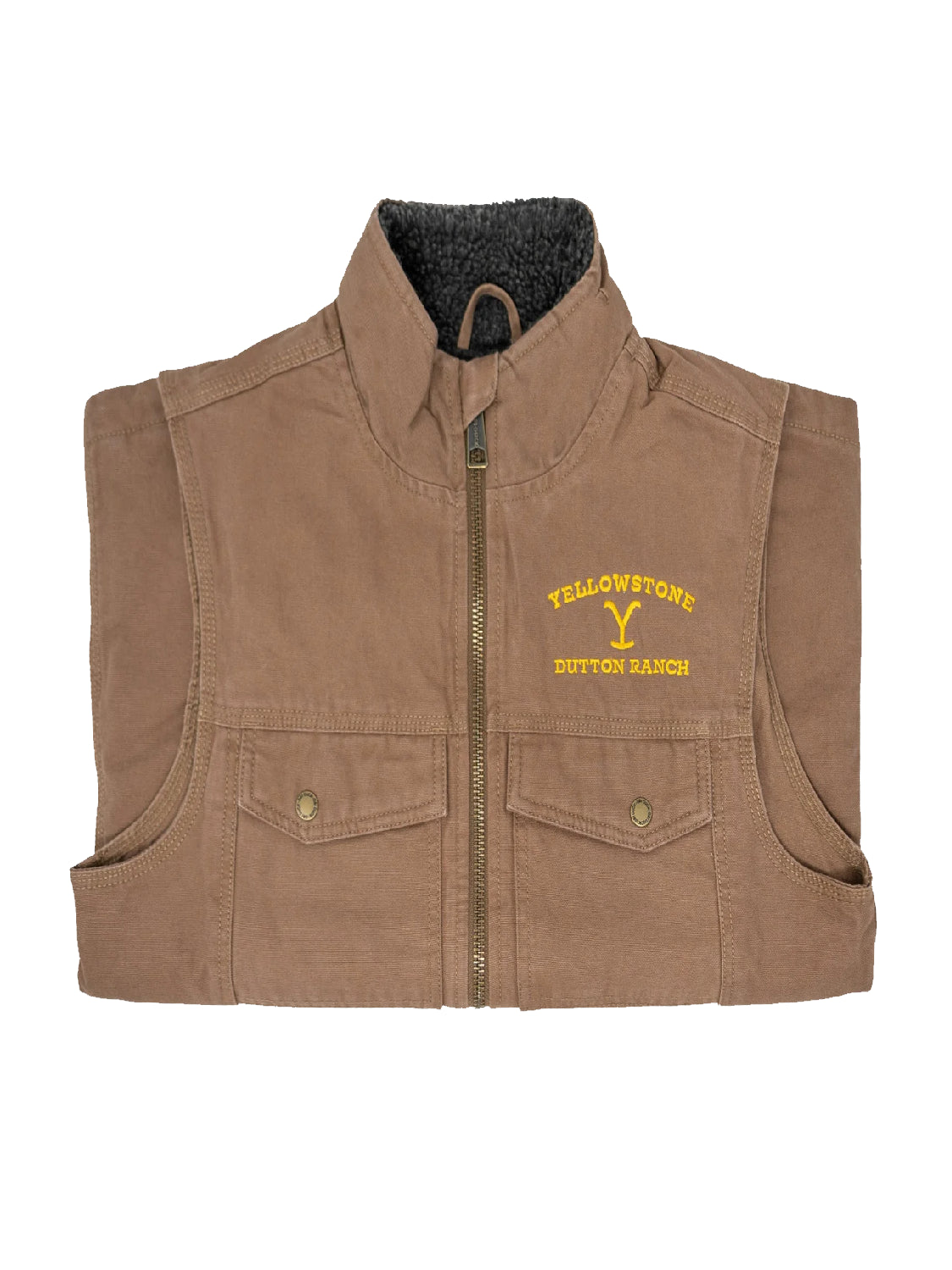 John Dutton Yellowstone Vest | Ranch Logo Tan Brown Cotton Vest