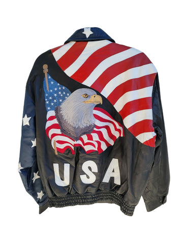 American Eagle Leather Jacket | Vintage American Flag Jacket