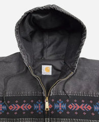 Vintage Carhartt Aztec Black Hooded Cotton Blend Jacket