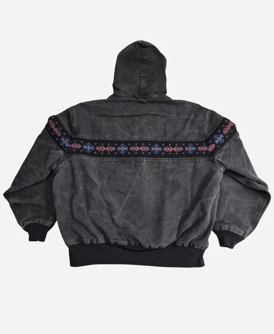 Vintage Carhartt Aztec Black Hooded Cotton Blend Jacket