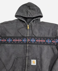Vintage Carhartt Aztec Black Hooded Cotton Blend Jacket