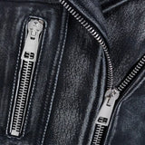 Vintage Distressed Black D Pockets Biker Leather Jacket