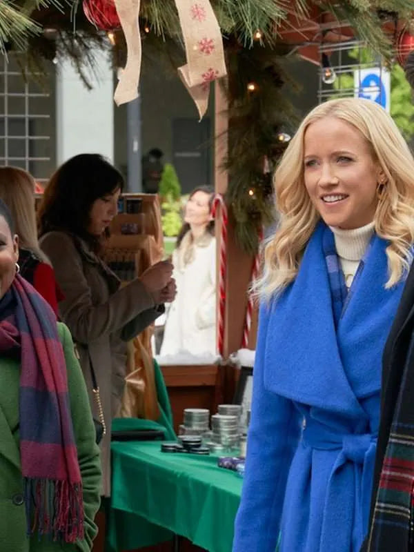 Jessy Schram A Nashville Christmas Carol Blue Wool Coat