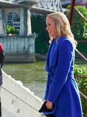 Jessy Schram A Nashville Christmas Carol Blue Wool Coat