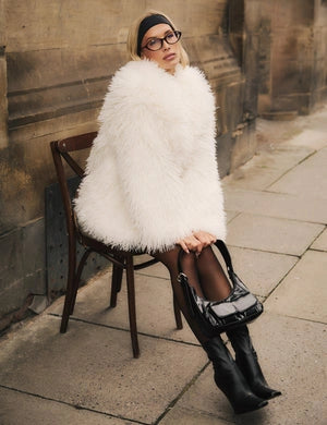 shaggy faux fur coat