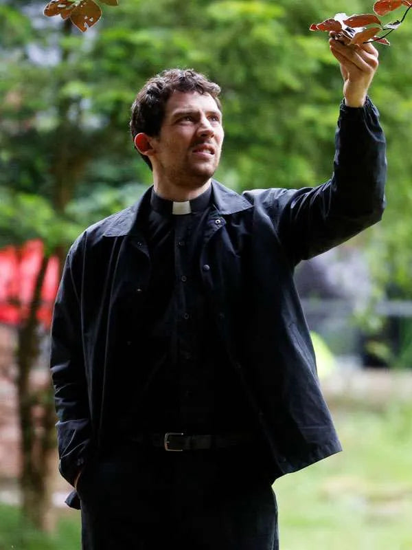 Josh O’Connor Wake Up Dead Man Black Jacket