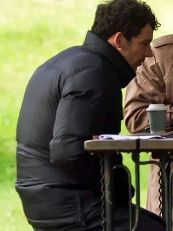 Josh O’Connor Wake Up Dead Man Black Puffer Jacket