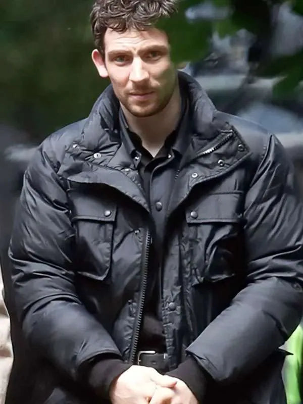 Josh O’Connor Wake Up Dead Man Black Puffer Jacket