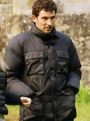 Josh O’Connor Wake Up Dead Man Black Puffer Jacket