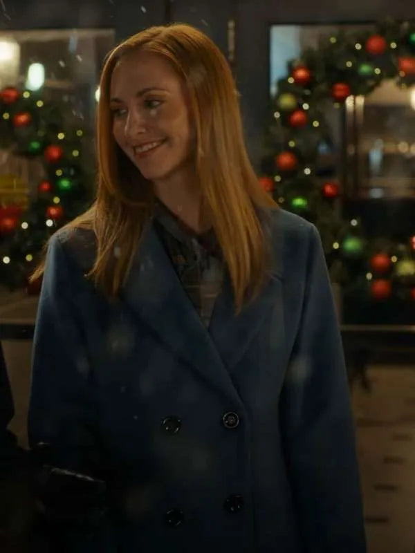 Tara Yelland We Met in December 2025 Blue Wool Coat
