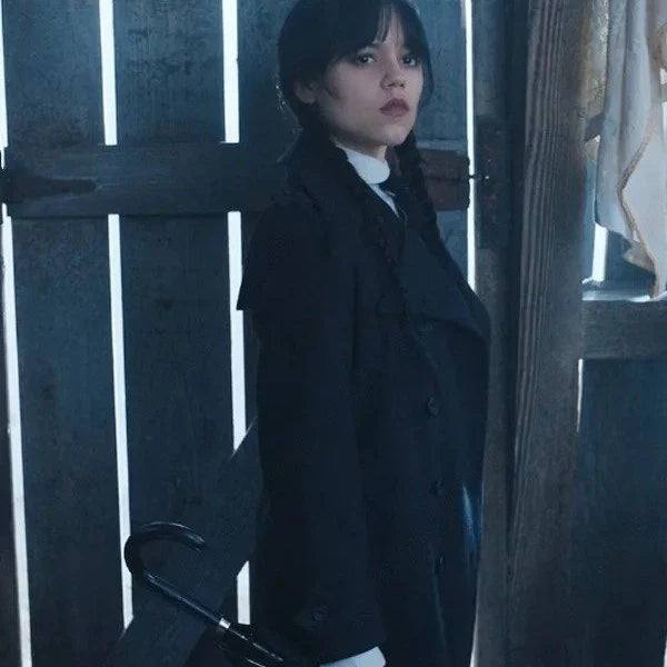 Jenna Ortega Wednesday Addams Trench Coat