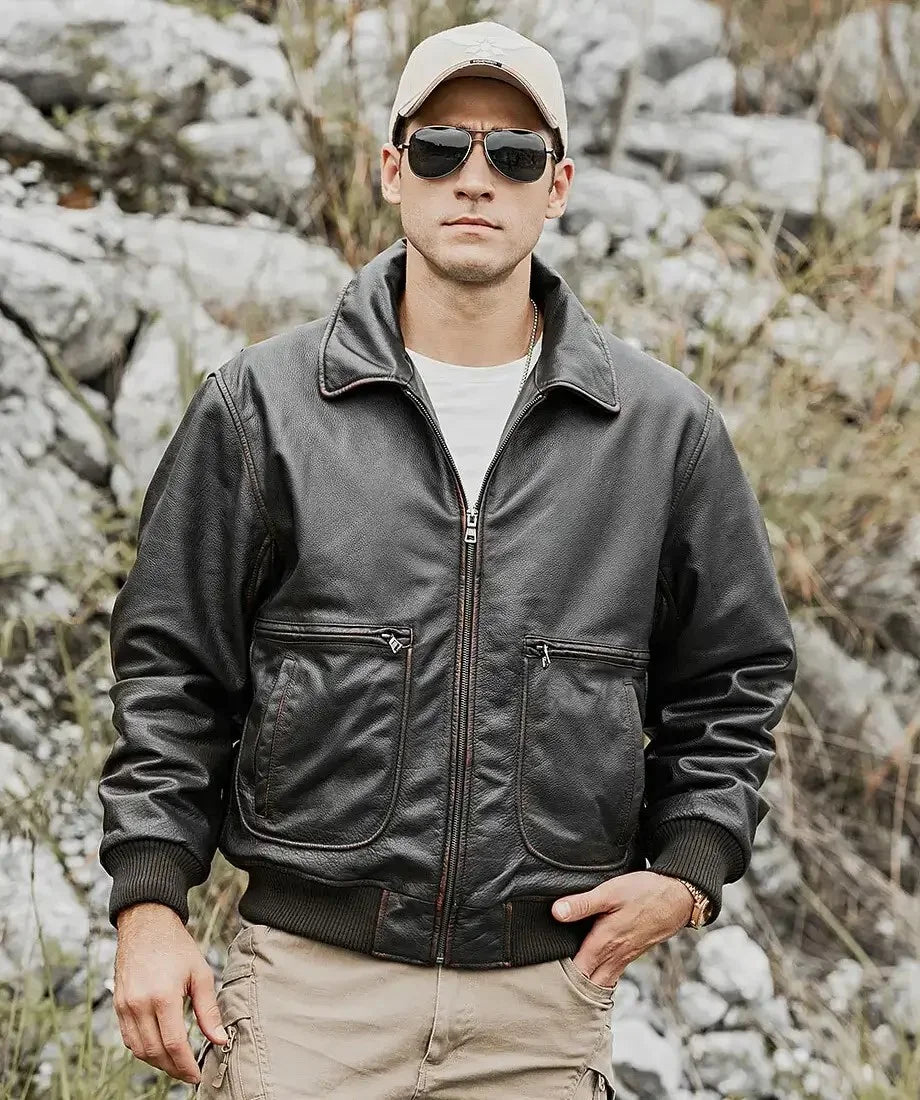 Weston Black Flight Jacket | Genuine Cowhide Leather Jacket