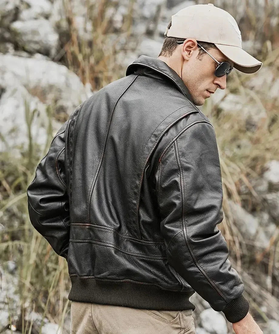 Weston Black Flight Jacket | Genuine Cowhide Leather Jacket