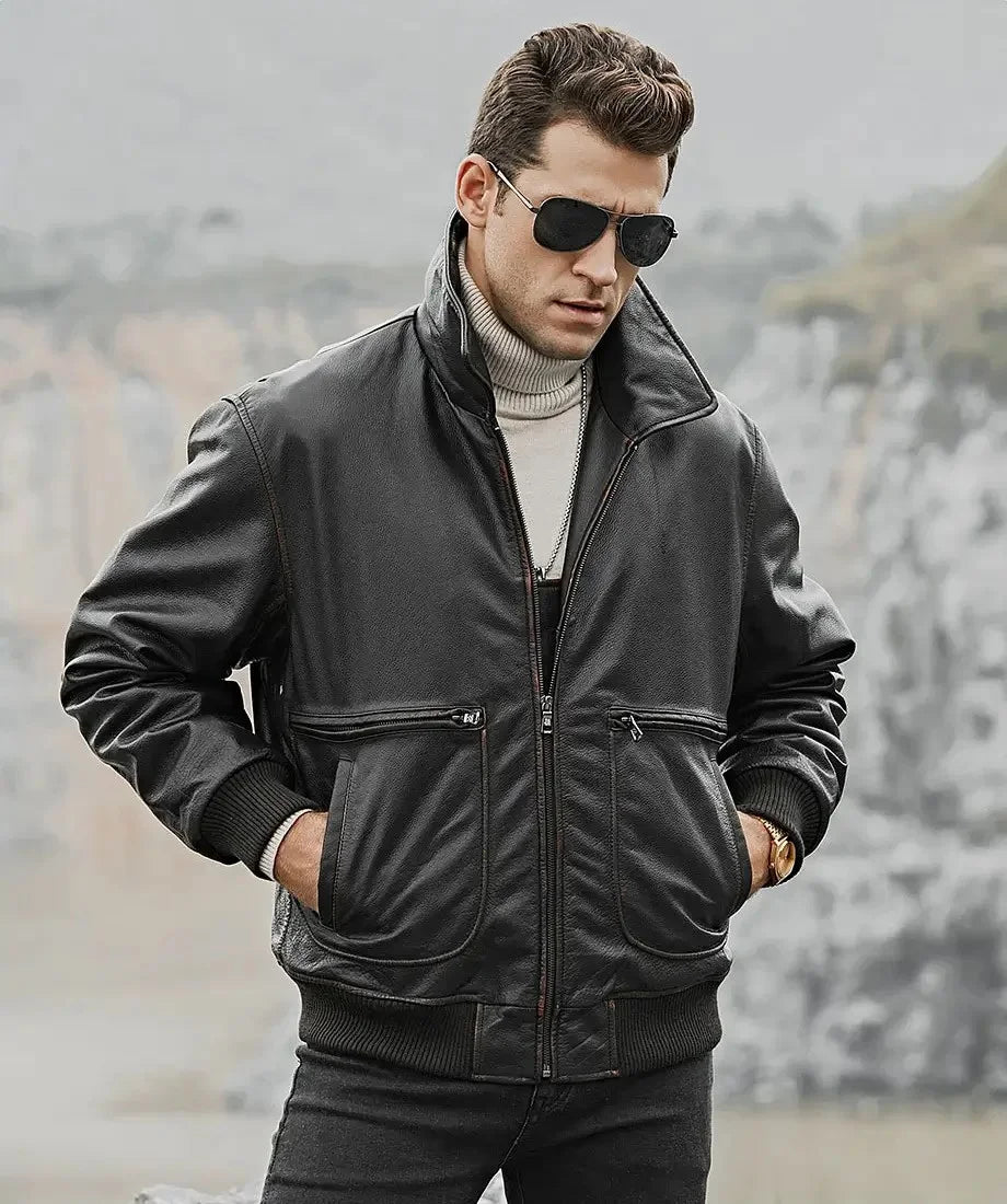 Weston Black Flight Jacket | Genuine Cowhide Leather Jacket