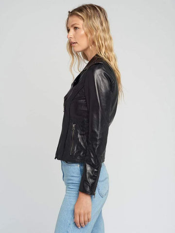 Ella Biker Asymmetrical Leather Jacket for Women