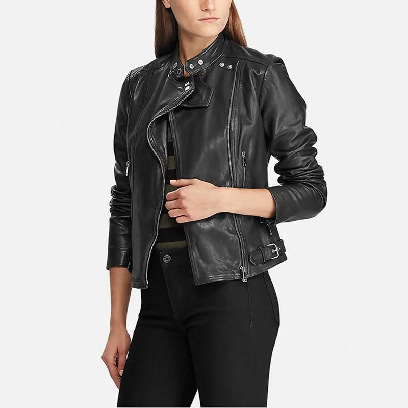 Cafe Racer Leather Jacket | Classic Women’s Biker Jacket