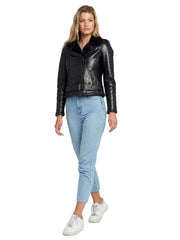 Black Shearling Jacket Womens With Fur Lining