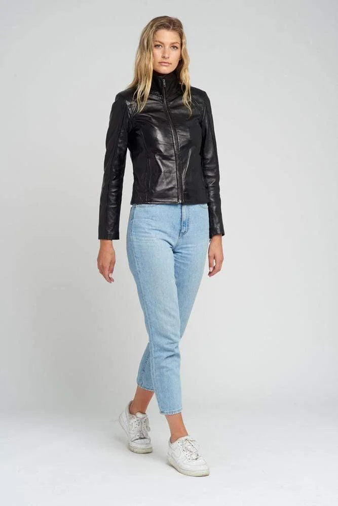 Vintage Black Leather Jacket for Women