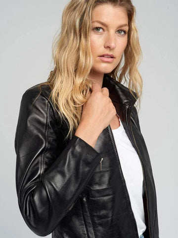 Vintage Black Leather Jacket for Women