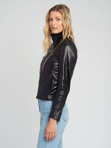 Vintage Black Leather Jacket for Women