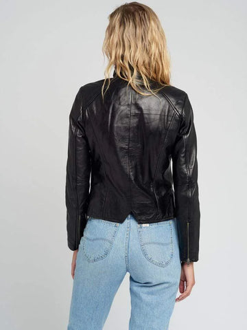 Vintage Black Leather Jacket for Women