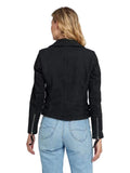 Casual Liza Black Suede Leather Jacket | Double Breasted Biker Jacket