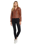 Casual Liza Brown Leather Jacket Womens