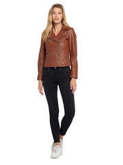 Casual Liza Brown Leather Jacket Womens