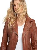 Casual Liza Brown Leather Jacket Womens