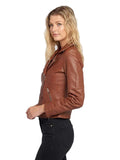 Casual Liza Brown Leather Jacket Womens