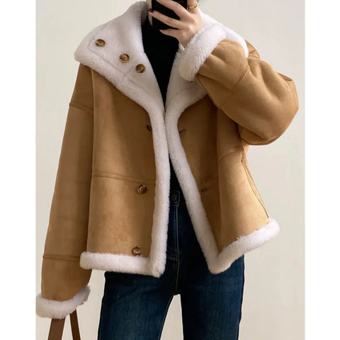 Women Aviator Faux Fur Winter coat | RAF Pilot Suede Leather Jacket