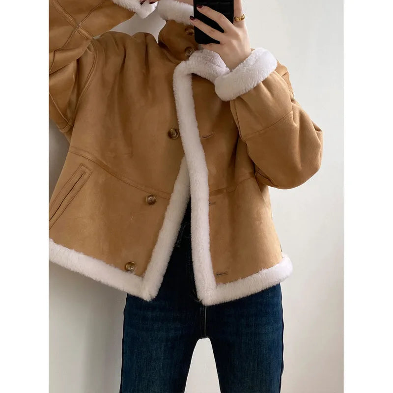 Women Aviator Faux Fur Winter coat | RAF Pilot Suede Leather Jacket