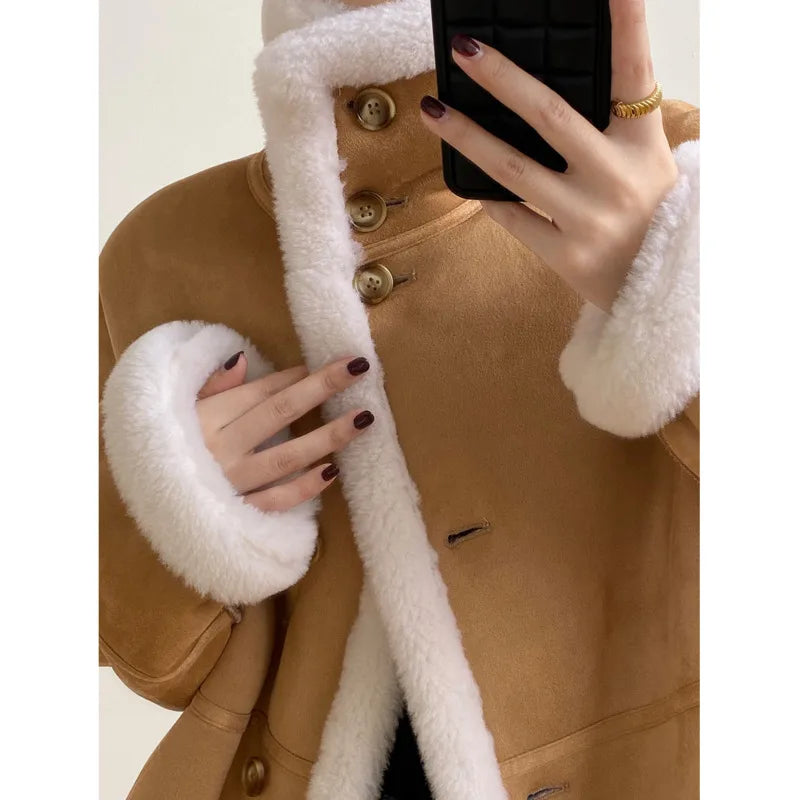 Women Aviator Faux Fur Winter coat | RAF Pilot Suede Leather Jacket