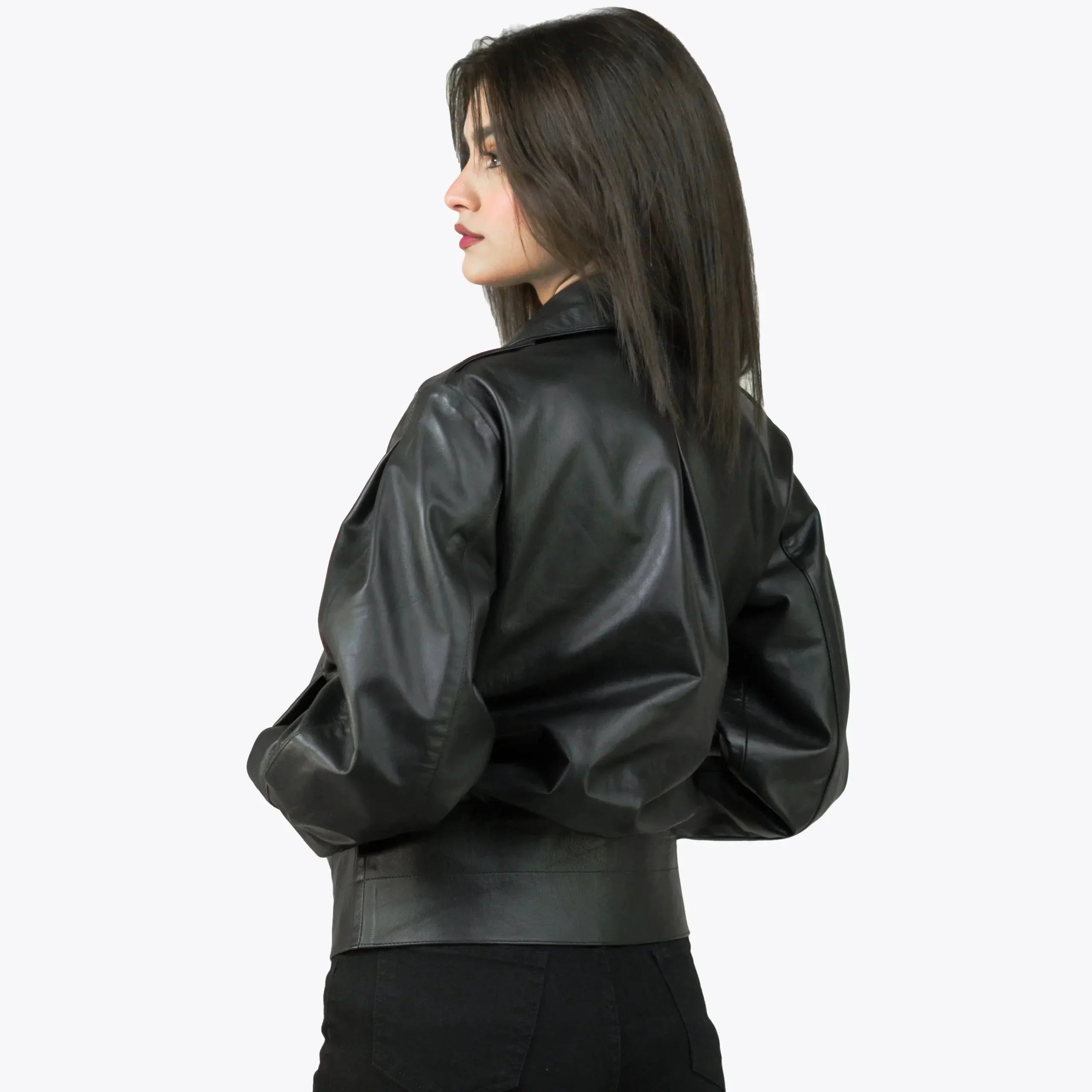 Black Leather Biker Jacket Womens | Double Breasted Leather Jacket