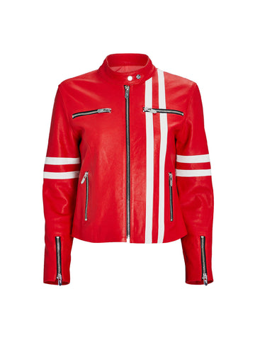 Women's Biker Ferrara Red leather Jacket